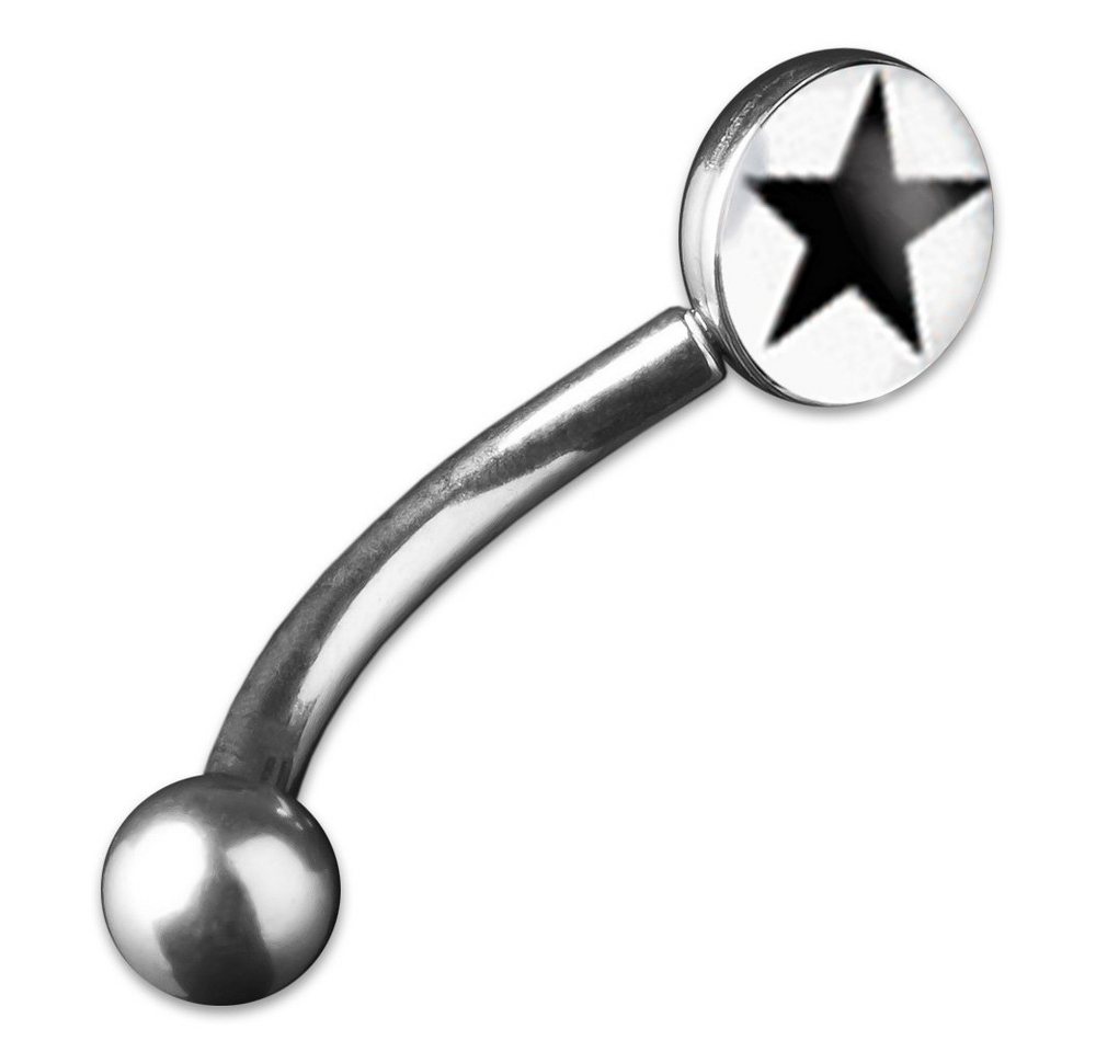 viva-adorno Augenbrauenpiercing Piercing Banane Logo Dome Rückseite flach 316L Chirurgenstahl, Curved Barbell 20 Motive Ohrpiercing Intimpiercing von viva-adorno