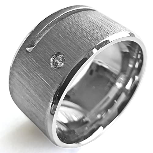 viva-adorno Breiter Herren Edelstahl Ring XL Zirkonia Oberfläche matt RS54, D1a / 15mm / Gr.65 viva-adorno Breiter Herren Edelstahl Ring XL Zirkonia Oberfläche matt RS54, D1a / 15mm / Gr.65 von viva-adorno