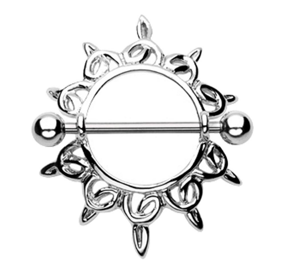 viva-adorno Brustwarzenpiercing Brustpiercing Nippel Piercing Schild Sonne Barbell, Design B von viva-adorno