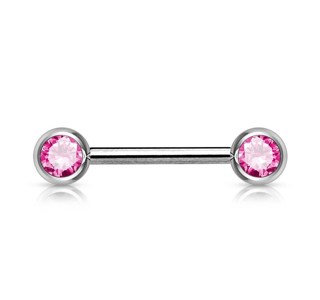 viva-adorno Brustwarzenpiercing Brustpiercing Nippelpiercing Front Kristall Kugeln Barbell Stab von viva-adorno