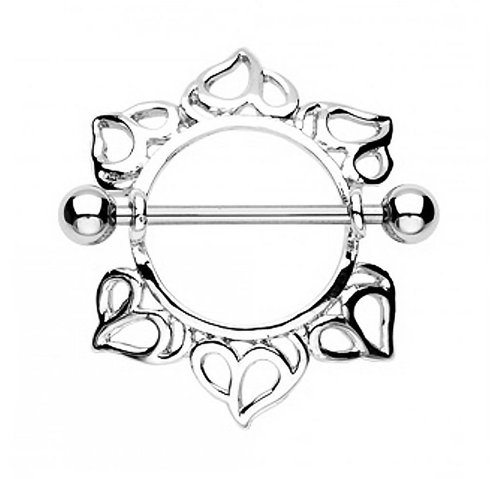 viva-adorno Brustwarzenpiercing Brustpiercing Nippelpiercing Schild Sonne Herzen, Design A von viva-adorno