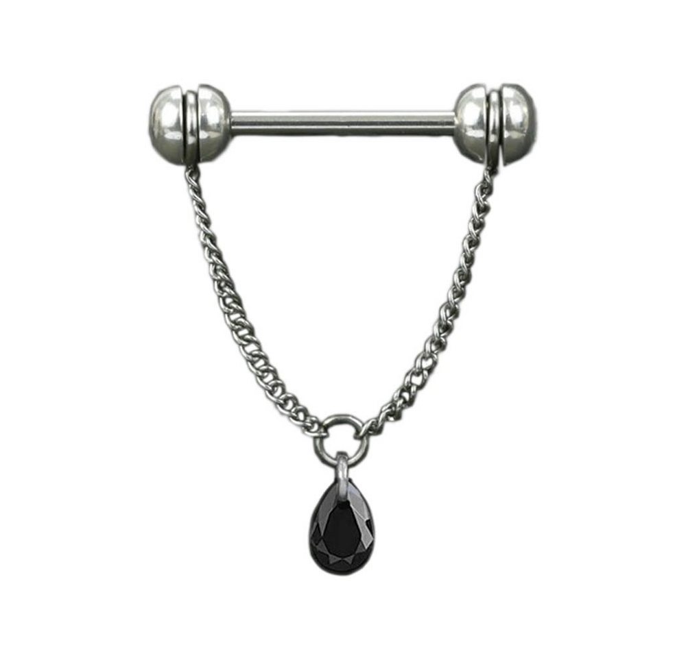 viva-adorno Brustwarzenpiercing Nippelpiercing Brust Barbell Piercing Kette Kettchen Zirkonia Anhänger, Piercingstab Hantel von viva-adorno