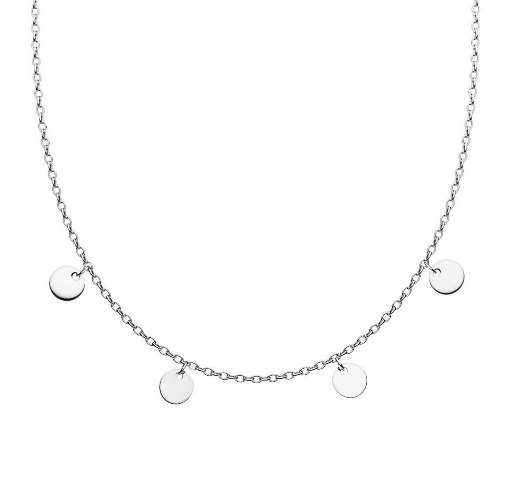 viva-adorno Charm-Kette Edelstahl Damenkette Coin Kette 44 cm, Plättchen Anhänger rund von viva-adorno