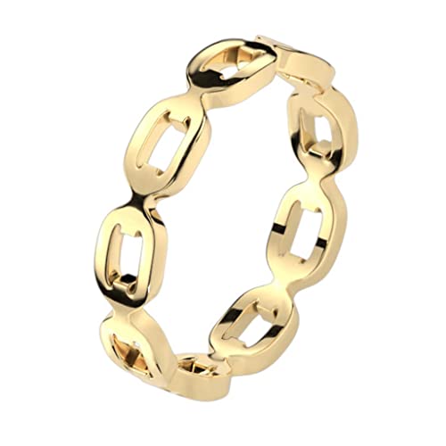 viva-adorno Damen Edelstahl Ketten Ring Kettenglieder poliert Gold Gliederring Damenring Gr.55 (17.5) RS56gl von viva-adorno
