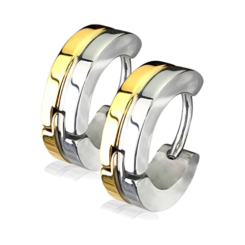 viva-adorno Damen Ohrringe Creolen Edelstahl Bicolor Silber Gold schmal SH46 viva-adorno Damen Ohrringe Creolen Edelstahl Bicolor Silber Gold schmal SH46 von viva-adorno