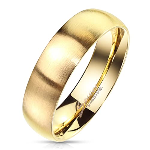 viva-adorno Damen & Herren Edelstahl Ring Partnerring Verlobungsring matt poliert Gold Gr.70 (22.3) RS56/57 von viva-adorno