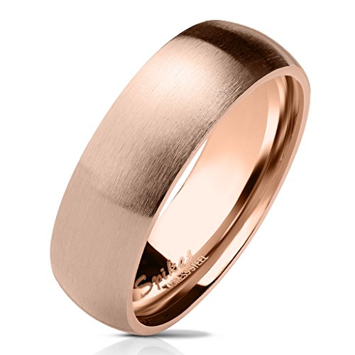 viva-adorno Damen & Herren Edelstahl Ring Partnerring Verlobungsring matt poliert Rosegold Gr.55 RS56/57 von viva-adorno