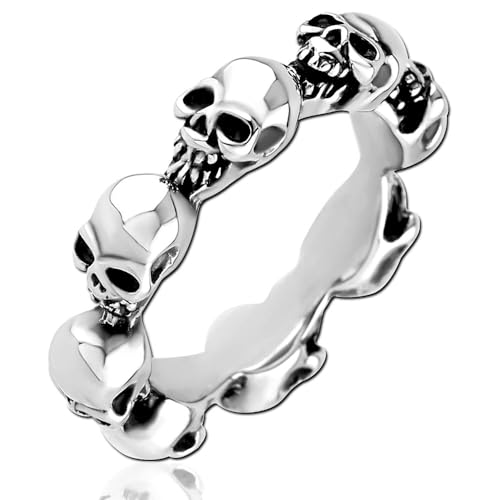 viva-adorno Damen & Herren Edelstahl Totenkopf Ring Totenköpfe Schädel schmal Bandring Silber RS56skull, Gr. 63 viva-adorno Damen & Herren Edelstahl Totenkopf Ring Totenköpfe Schädel schmal Bandring Silber RS56skull, Gr. 63 von viva-adorno