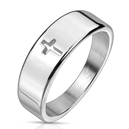 viva-adorno Damenring Herrenring Fingerring Edelstahl Silber christliches Kreuz schlicht RS53, Gr. 64 viva-adorno Damenring Herrenring Fingerring Edelstahl Silber christliches Kreuz schlicht RS53, Gr. 64 von viva-adorno