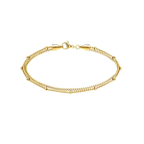 viva-adorno Edelstahl Damen Armband Damenarmband Edelstahlarmband Armkette Armschmuck SB15_D1, gold 19cm von viva-adorno