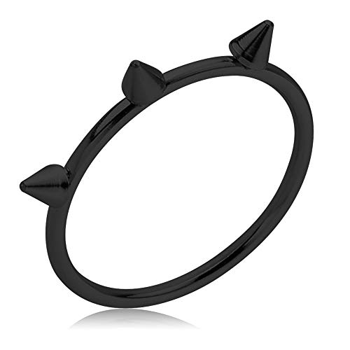 viva-adorno Edelstahl Ring Damen Ring Spikes Dornen Punk schwarz beschichtet schmal Gothic RS62, Gr. 60 von viva-adorno