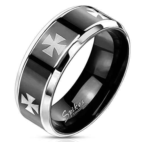 viva-adorno Edelstahl Ring Herren Herrenring Eisernes Kreuz Iron Cross Schwarz Biker RS56ek, Gr. 64 von viva-adorno