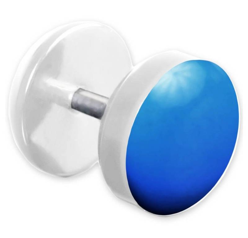 viva-adorno Fake-Ear-Plug 1 Stück Ohrstecker Edelstahl Acryl weiß mit farbig emaillierter Front von viva-adorno