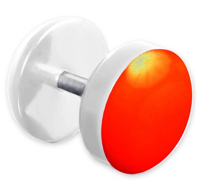viva-adorno Fake-Ear-Plug 1 Stück Ohrstecker Edelstahl Acryl weiß mit farbig emaillierter Front von viva-adorno