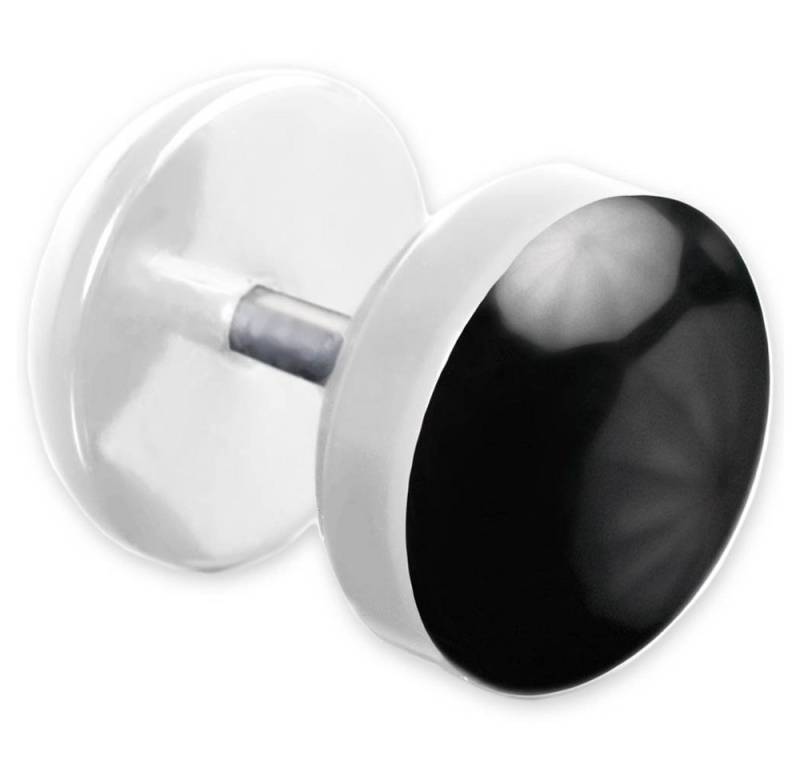 viva-adorno Fake-Ear-Plug 1 Stück Ohrstecker Edelstahl Acryl weiß mit farbig emaillierter Front von viva-adorno