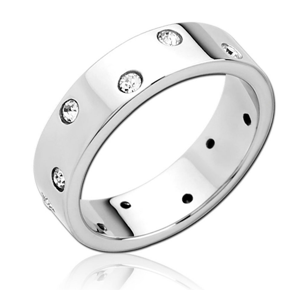 viva-adorno Fingerring Edelstahl Damen Ring Bandring mit Kristall Zirkonia Band, Verlobungsring von viva-adorno