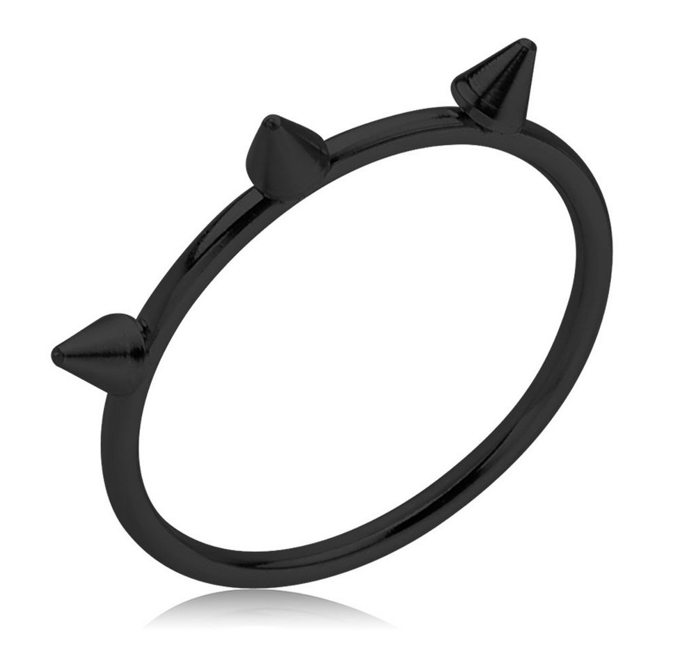 viva-adorno Fingerring Edelstahl Damen Ring Spikes Dornen Punk schwarz beschichtet schmal, Gothic Damenring von viva-adorno