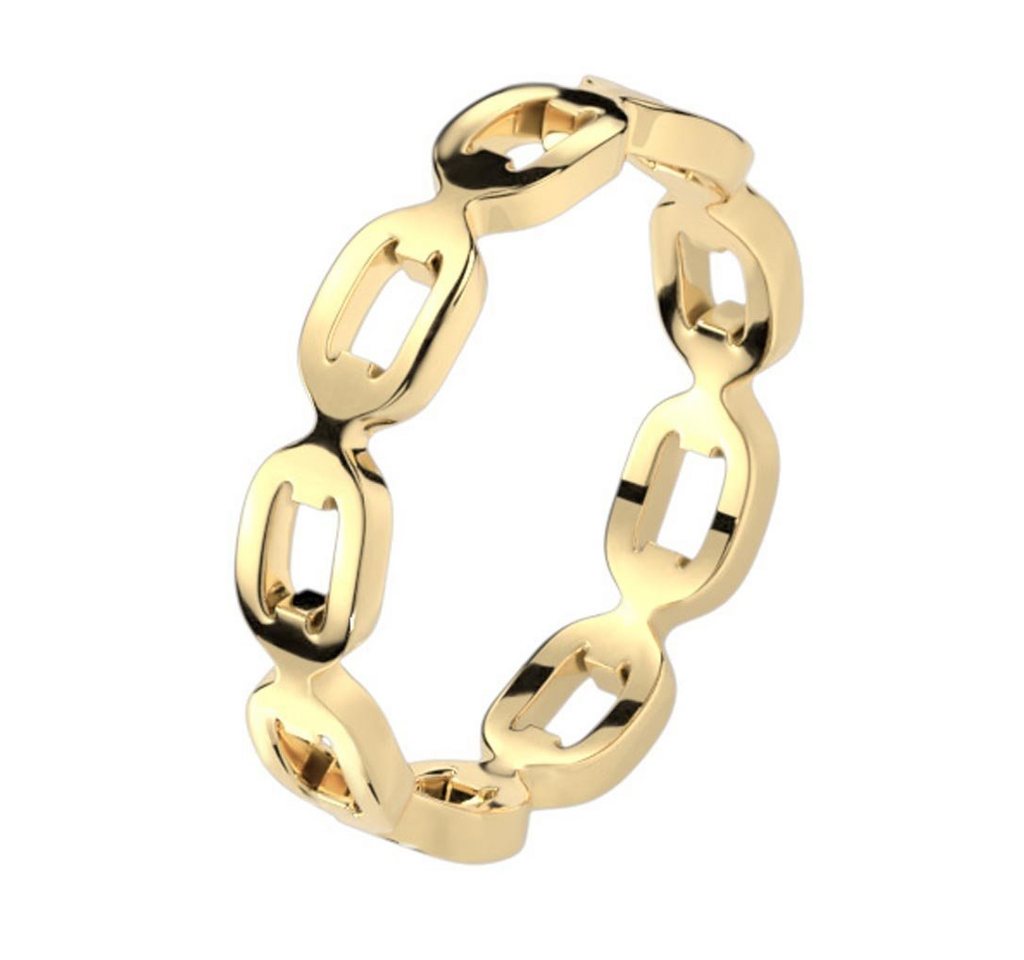 viva-adorno Fingerring Edelstahl Ketten Ring Kettenglieder poliert Gold Glieder Damenring von viva-adorno