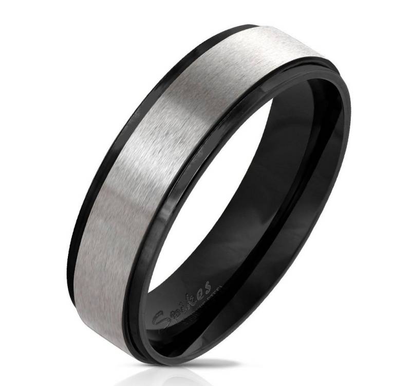 viva-adorno Fingerring Edelstahl Ring Damenring Herrenring Mitte matt gebürstet Rand farbig, Bicolor Partnerring Verlobungsring zweifarbig von viva-adorno
