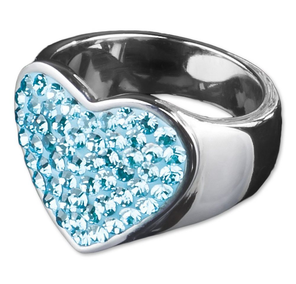 viva-adorno Fingerring Edelstahl Ring Damenring Multi Kristall Zirkonia Herz von viva-adorno