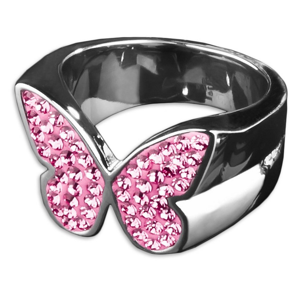 viva-adorno Fingerring Edelstahl Ring Damenring Multi Kristall Zirkonia Schmetterling von viva-adorno