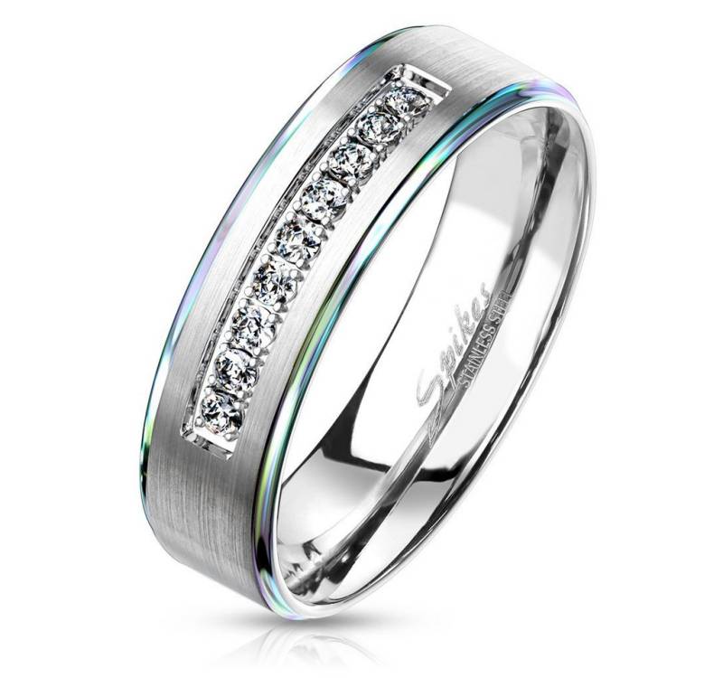 viva-adorno Fingerring Edelstahlring Mitte matt gebürstet Kristall Leiste Rand farbig Bicolor, Zirkonia Damenring Herrenring zweifarbig Partnerring Verlobungsring viva-adorno Fingerring Edelstahlring Mitte matt gebürstet Kristall Leiste Rand farbig Bicolor, Zirkonia Damenring Herrenring zweifarbig Partnerring Verlobungsring von viva-adorno