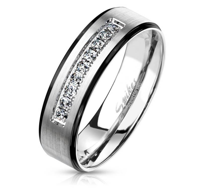 viva-adorno Fingerring Edelstahlring Mitte matt gebürstet Kristall Leiste Rand farbig Bicolor, Zirkonia Damenring Herrenring zweifarbig Partnerring Verlobungsring viva-adorno Fingerring Edelstahlring Mitte matt gebürstet Kristall Leiste Rand farbig Bicolor, Zirkonia Damenring Herrenring zweifarbig Partnerring Verlobungsring von viva-adorno