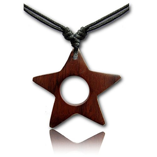 viva-adorno Halskette Holzanhänger Baumwollband Surfer Kette Länge verstellbar HK31, D1 Stern viva-adorno Halskette Holzanhänger Baumwollband Surfer Kette Länge verstellbar HK31, D1 Stern von viva-adorno