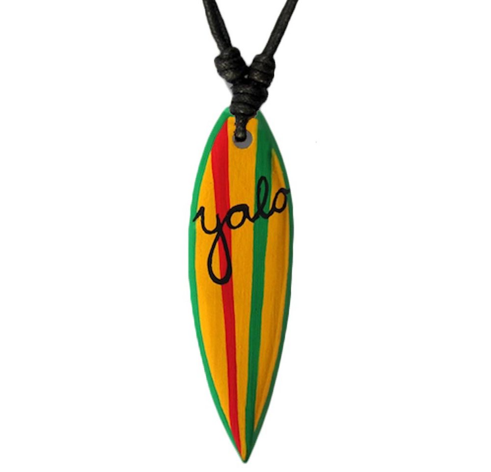viva-adorno Kette mit Anhänger Halskette Surfbrett Holz Surferkette Surfer verschiedene Designs, Wellen Hawaii Blume Hibiskus Flammen Yolo Holzkette von viva-adorno