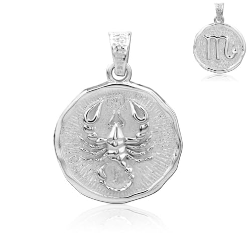 viva-adorno Kettenanhänger Sternzeichenanhänger 925 Silber Zodiak Sternzeichen Anhänger Münze Medaillon Tierkreiszeichen beidseitig tragbar As8s, Skorpion von viva-adorno