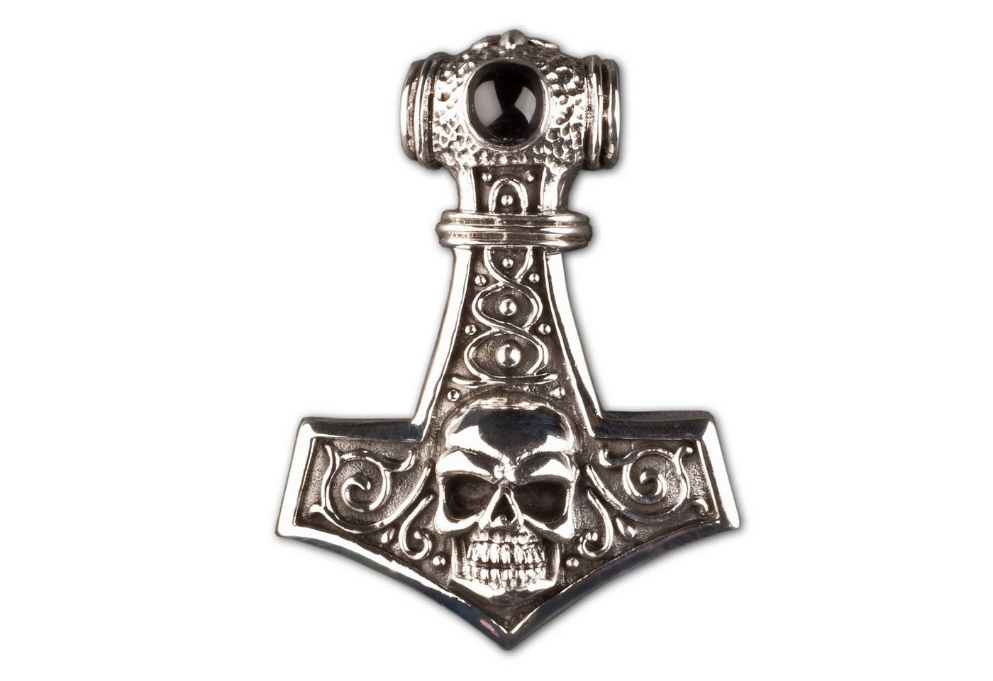 viva-adorno Kettenanhänger Thorshammer Totenkopf Mjölnir Thors Hammer 925 Sterling Silber, Herren Anhänger keltisch von viva-adorno