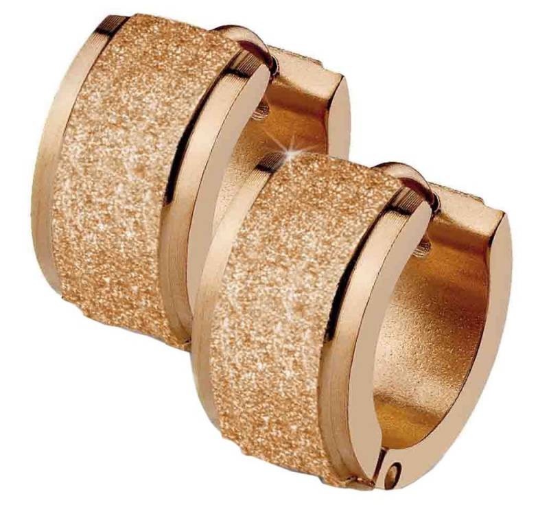 viva-adorno Paar Creolen 1 Paar Damen Klappcreolen Hoop Ohrringe Glitzer Edelstahl, sandgestrahlt viva-adorno Paar Creolen 1 Paar Damen Klappcreolen Hoop Ohrringe Glitzer Edelstahl, sandgestrahlt von viva-adorno