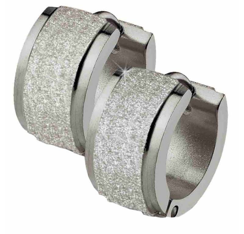 viva-adorno Paar Creolen 1 Paar Damen Klappcreolen Hoop Ohrringe Glitzer Edelstahl, sandgestrahlt viva-adorno Paar Creolen 1 Paar Damen Klappcreolen Hoop Ohrringe Glitzer Edelstahl, sandgestrahlt von viva-adorno