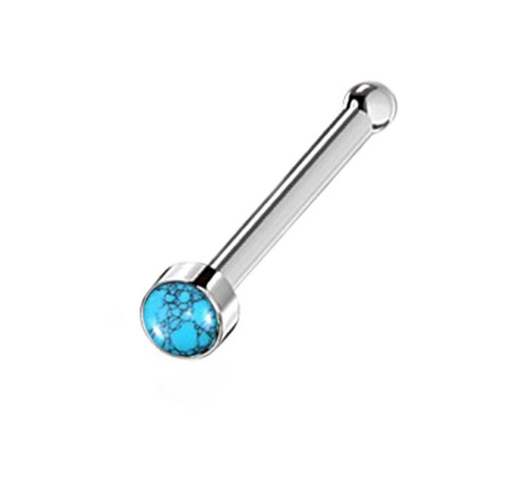 viva-adorno Nasenpiercing 0,8 mm Nasenstecker Piercing gerade mit Stein Chirurgenstahl 316L von viva-adorno