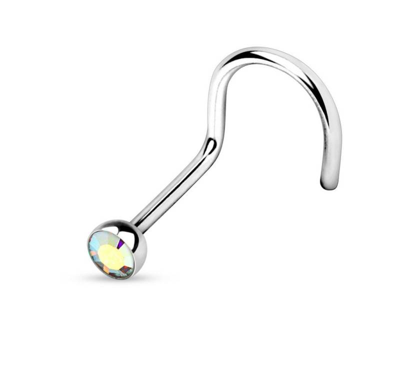 viva-adorno Nasenpiercing 1,0mm Nasenstecker gebogen Zirkonia Kristall Nasenring von viva-adorno