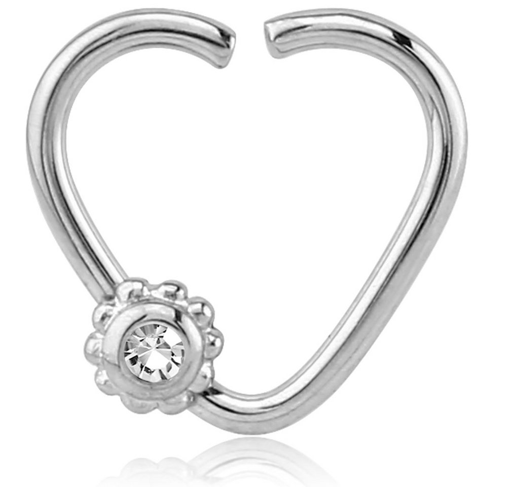 viva-adorno Nasenpiercing Ohrpiercing Knorpel Cartilage Piercing Ring Kristall Herz Helix Tragus, Zirkonia Continuous Piercing 316L Chirurgenstahl von viva-adorno