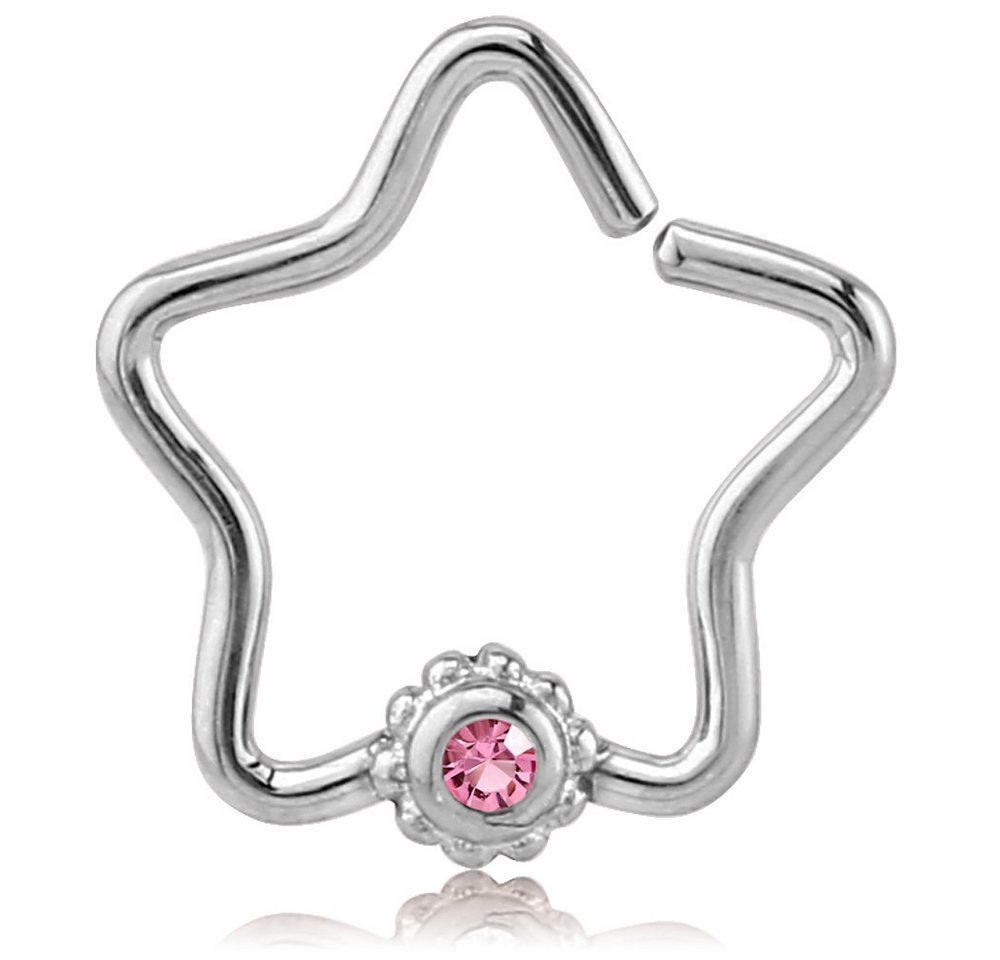 viva-adorno Nasenpiercing Ohrpiercing Knorpel Cartilage Piercing Ring Kristall Stern Helix, Zirkonia Continuous Tragus Piercing 316L Chirurgenstahl viva-adorno Nasenpiercing Ohrpiercing Knorpel Cartilage Piercing Ring Kristall Stern Helix, Zirkonia Continuous Tragus Piercing 316L Chirurgenstahl von viva-adorno