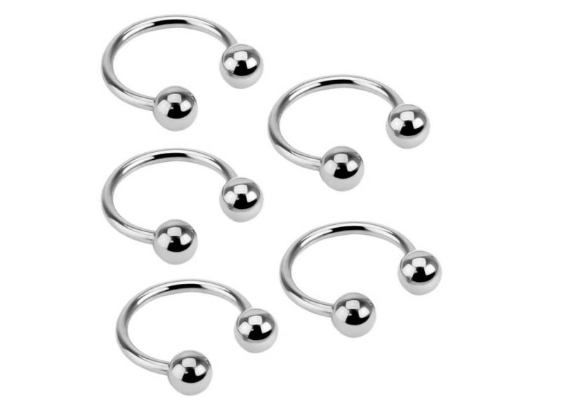 viva-adorno Nasenpiercing-Set Hufeisen Piercing Edelstahl Kugeln Lippenpiercing Augenbrauenpiercing (Set, 5-tlg), Hufeisen Ring für Septum, Lippe, Augenbraue von viva-adorno
