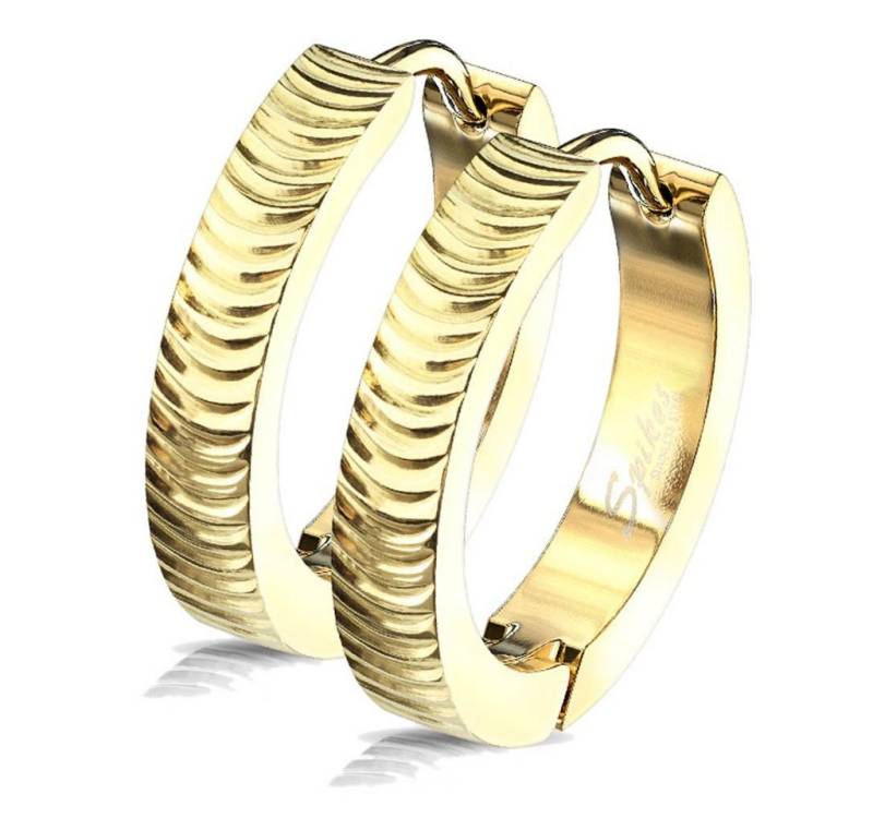 viva-adorno Paar Creolen Damen Ohrringe Edelstahl Klappcreolen strukturiert mit Riefen, in verschiedenen Farben viva-adorno Paar Creolen Damen Ohrringe Edelstahl Klappcreolen strukturiert mit Riefen, in verschiedenen Farben von viva-adorno