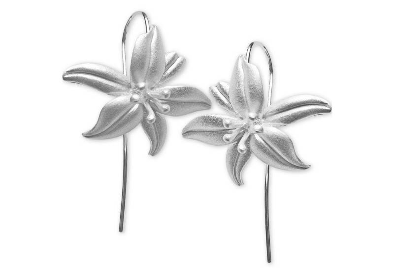 viva-adorno Paar Ohrhaken Damen Ohrringe Lilien Blüten Blumen, 925 Sterling Silber Ohrhänger matt von viva-adorno