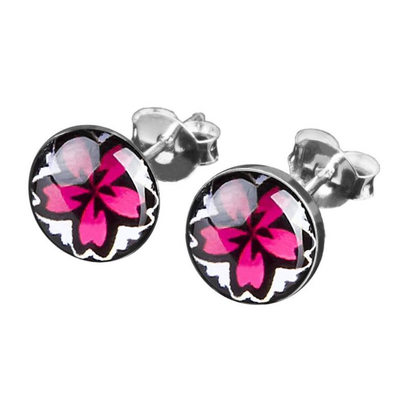 viva-adorno Paar Ohrstecker Damen Ohrringe rund Edelstahl Hibiskus Blüten Hawaii Blumen von viva-adorno