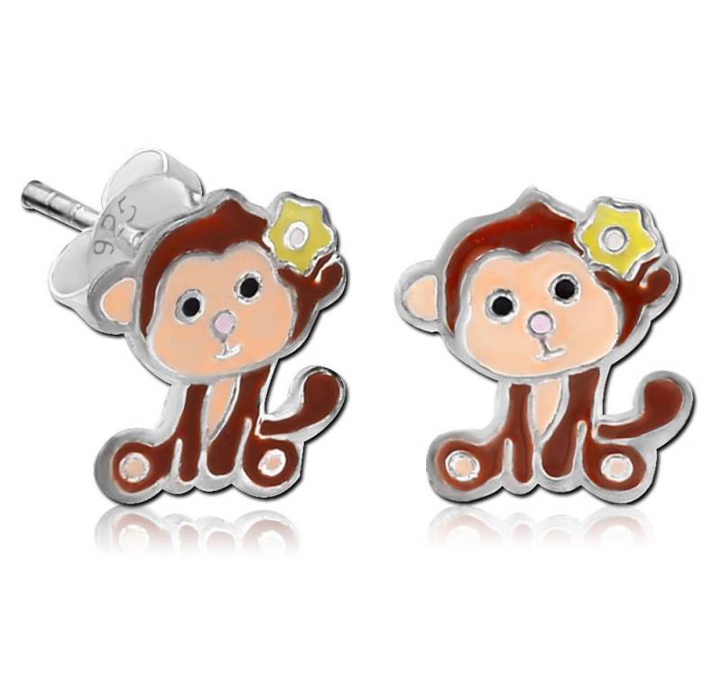 viva-adorno Paar Ohrstecker Mädchen Ohrringe Ohrstecker 925 Silber bunt emailliert Tier Motive, Affe Eule Panda Bär Schmetterling Cupcake Totenkopf von viva-adorno