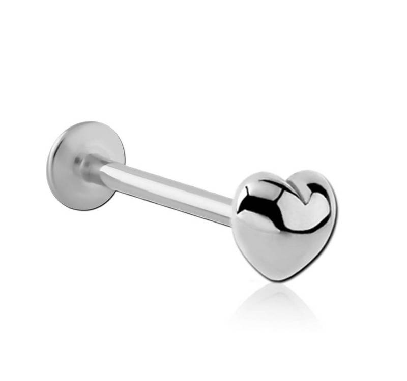 viva-adorno Piercing-Set 1,0mm Labret Lippen Tragus Helix Cartilage Piercing Stecker Herz, Knorpel Piercing von viva-adorno