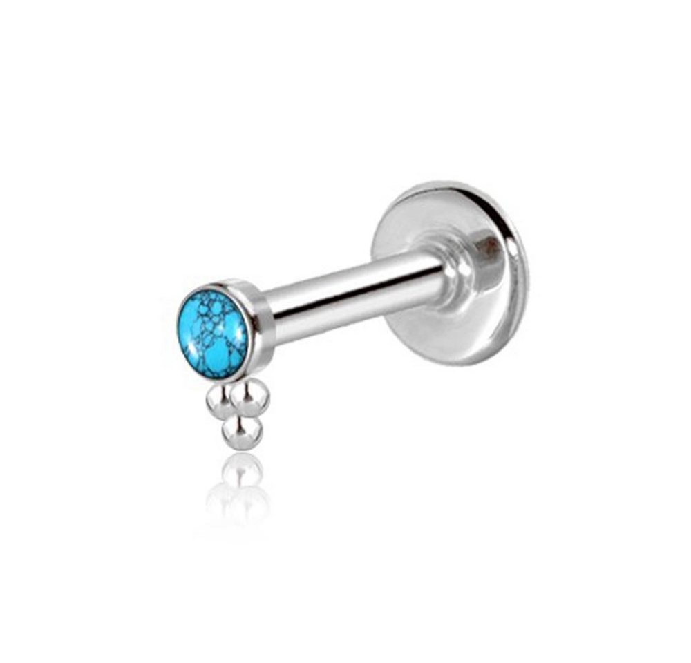 viva-adorno Piercing-Set 1,2mm Labret Lippen Piercing Tragus Helix Ohr Piercing Stecker, mit Stein von viva-adorno