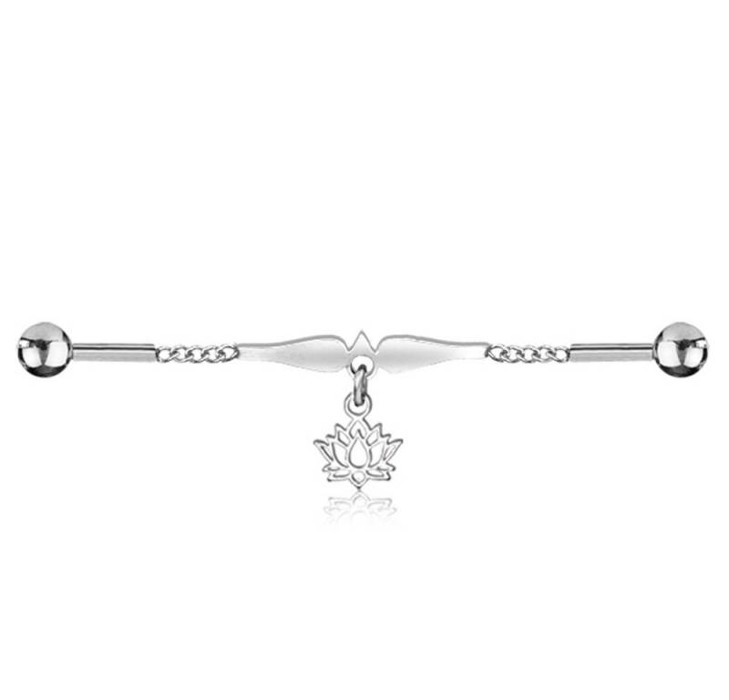 viva-adorno Piercing-Set Industrial Piercing Scaffold Kette Anhänger Lilie Lotus Ohr Piercing von viva-adorno