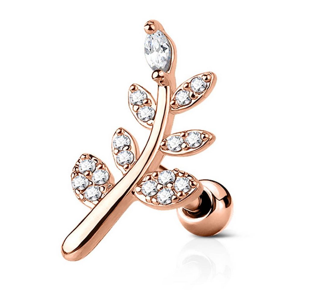 viva-adorno Piercing-Set Knorpel Piercing Cartilage Ohrpiercing Helix Piercing Zweig Zirkonia, Blätter Kristall Stecker 316L Chirurgenstahl viva-adorno Piercing-Set Knorpel Piercing Cartilage Ohrpiercing Helix Piercing Zweig Zirkonia, Blätter Kristall Stecker 316L Chirurgenstahl von viva-adorno