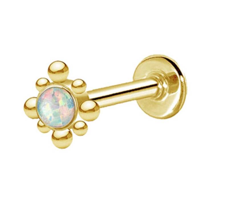 viva-adorno Piercing-Set Labret Lippen Piercing Tragus Helix Ohr Piercing Stecker Gold, gold mit Türkis Onyx Opal (synth) von viva-adorno