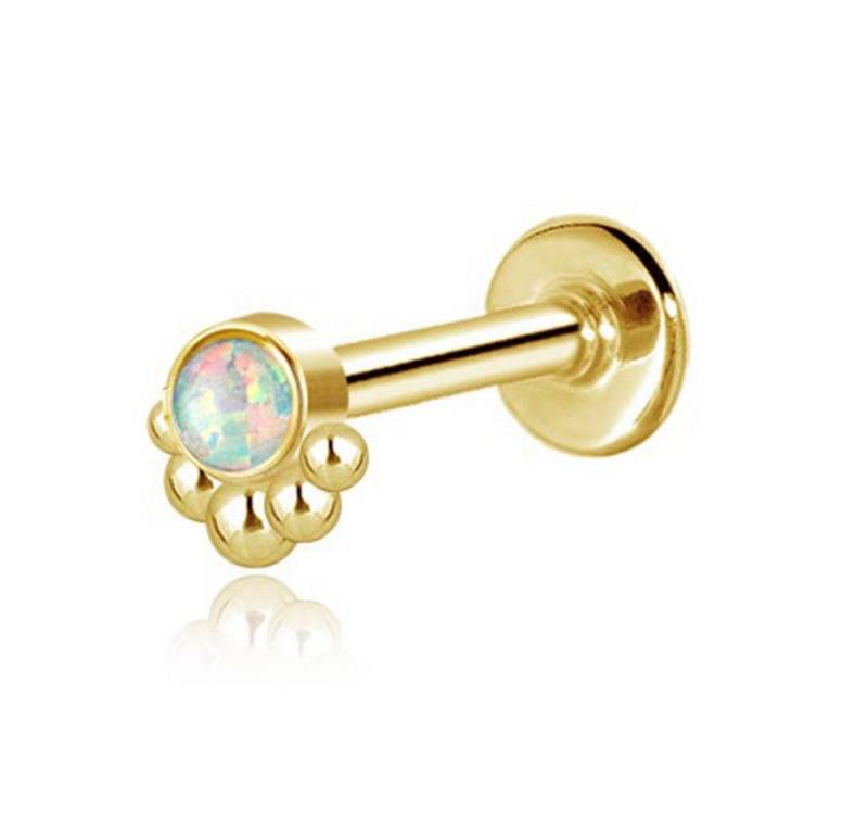 viva-adorno Piercing-Set Labret Lippen Piercing Tragus Helix Ohr Piercing Stecker Gold, gold mit Türkis Onyx Opal (synth) von viva-adorno