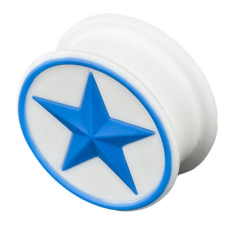 viva-adorno Plug 1 Stück Flesh Plug Tunnel Ohr Piercing Silikon flexibel Stern, Sterne Größe 4 bis 26mm von viva-adorno