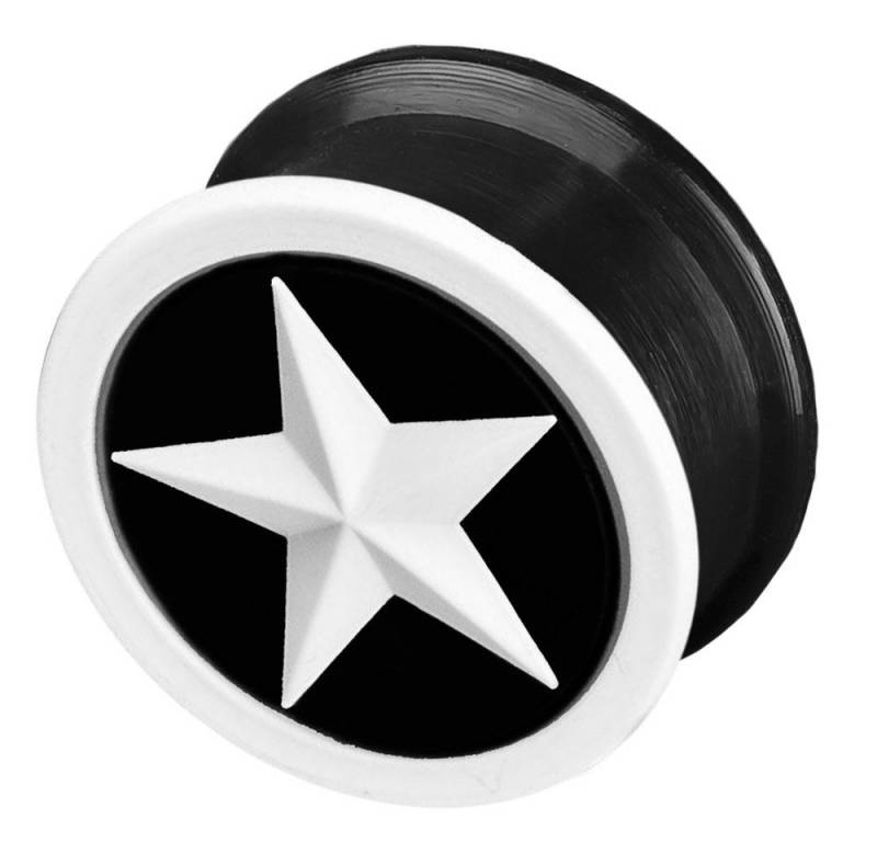 viva-adorno Plug 1 Stück Flesh Plug Tunnel Ohr Piercing Silikon flexibel Stern, Sterne Größe 4 bis 26mm von viva-adorno